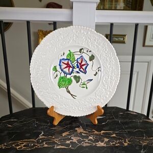 Antique Cauldon England Embossed Morning Glory Plate HandPainted X2894 Edwardian
